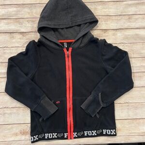 Fox Racing Black Zip Up Hoodie Youth Medium Full Zip Thumbhole Pockets